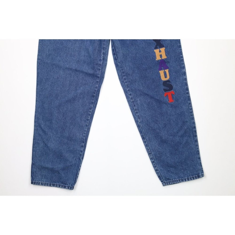 NOS Vintage 90s Streetwear Mens 32x34 Pleated Baggy Loose Fit Denim Jeans Blue - Picture 4 of 13